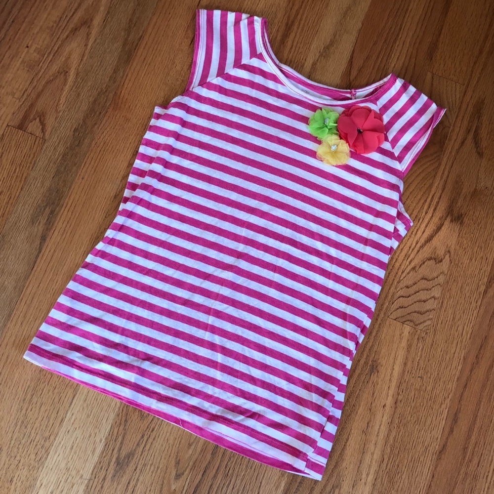 🌷PLACE🌷 HOT PINK STRIPE TEE GIRLS SIZE XL/14YR